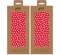 Glick Four Sheets Tissue Paper, White Stars on Red, Christmas, Birthdays, for Wrapping and Arts and Crafts, Red & White (Pack of 2)