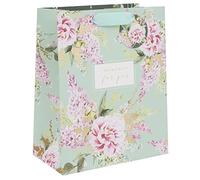 Glick GLST44 Luxury Gift Bag, Mint Green Large Celebration Birthday Wedding Stephanie Dyment Peonies/Foxglove Wrap Multi-Colour, 260w x 315h x 135d mm