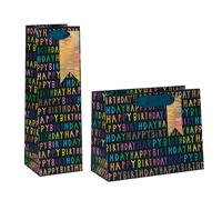 Glick - Happy Birthday Blue Bundle for Him - Pack 2 Gift Bags - Medium Landscape (17.5 x 22.5 x10 cms) and a Bottle Gift Bag (34 x 11 x 10 cms), Happy Birthday Design, Blue