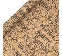 Glick - Krafty Birthday Wrapping Paper Roll, Kraft Roll Paper Gift Wrapping, Arts & Crafts, 4 metres x 70 cm, Brown