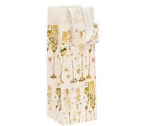 Glick Large Bottle Gift Bag, Flutes, 125 x 360 x 120 mm, Luxury Recyclable Bag for Birthdays, Wedding, Anniversary, Engagement & Celebrations