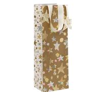 Glick Large Bottle Gift Bag, Golden Stars, 125 x 360 x 120 mm, Luxury Recyclable Bag for Birthdays & Celebrations