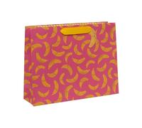Glick Large Landscape Gift Bag, Go Bananas, Luxury Recyclable Bag for Birthdays & Celebrations, 275 x 355 x 100 mm, Pink & Yellow