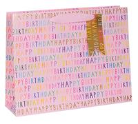 Glick Luxury Gift Bags, Happy Birthday Landscape Gift Bag, Pink, 27.5 high x 35.5 wide x 10 cm deep
