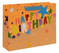 Glick Large Landscape Gift Bag - Happy Birthday Stars Design - 355 x 275 x 100mm