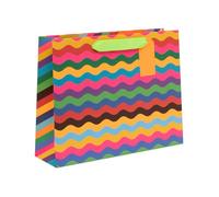 Glick Large Landscape Gift Bag, Mega Ric Rac, Luxury Recyclable Bag for Birthdays & Celebrations, 275 x 355 x 100 mm, Multi-Coloured