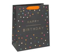 Glick Luxury , Black Happy Birthday Large, Celebration Gift Bag, Think of Me Happy Birthday Spots Gift Wrap Bag, 260x315x135mm, Multi-Colour
