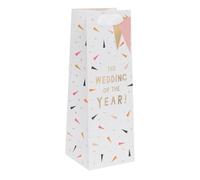 Glick Luxury Bottle Gift Bag, Wedding of the Year, Congratuations Wedding Bottle Bag, White &Multi