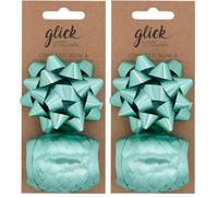 Glick Luxury Bow & Curling Ribbon for Gift Wrapping, Arts & Crafts, Aqua Bow 7cm x 7cm, Aqua Ribbon 10 metres (Pack of 2)