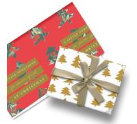 Glick Luxury Christmas Folded Wrap (3 Sheets) Christmas Trees Wrapping Paper, Red