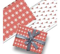 Glick Luxury Christmas Folded Wrap (3 Sheets) Snowflakes & Robins (Double Sided) Christmas Wrapping Paper