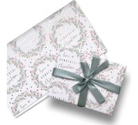 Glick Luxury Christmas Folded Wrap (3 Sheets) Wonderful Wreath Christmas Wrapping Paper, White