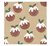 Glick Luxury Christmas Napkins, Pack 20, 3 Ply Christmas Pudding Napkins