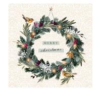 Glick Luxury Christmas Napkins, Pack 20, 3 Ply Christmas Wreath Napkins