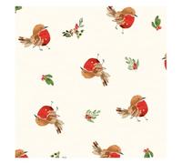 Glick Luxury Christmas Napkins, Pack 20, 3 Ply, Respendent Robins, Fully Recyclable, 33 x 33 cm When Opened, White, Red & Green