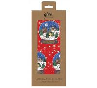 Glick Luxury Christmas Tissue Paper, Snowglobe Design, 4 Sheets, 70 x 50cm When Open, Red