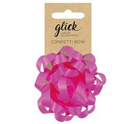 Glick Luxury Confetti Bow, Hot Pink, for Gift Wrapping, Suitable for Birthdays and Other Celebrations, Pink