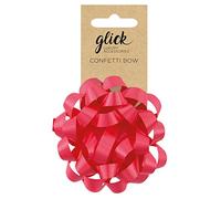 Glick Luxury Confetti Bow Red, Red Bow for all your Gift Accessories, Red Confetti Bow for Valentine, Xmas and Birthdays, Stick on Gift Bow, BOW CONFETTI RED