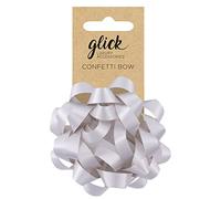 Glick Luxury Confetti Bow Silver, Accessories for Gifts at Christmas, Birthdays, Valentine and other Celebrations, Silver stick on Bow