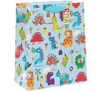 Glick Luxury Gift Bag, Dinosaur Roar Birthday Large Celebration Bag with Dinosaurs for Boys, Paper Salad Juniors Multi-Colour, 260w x 315h x 135d mm,Blue