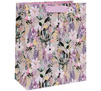 Glick Luxury Gift Bag - Large Gift Bag Buddleia Design for Birthdays and Other Celebrations, Lilac Multi