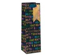 Glick Luxury Gift Bag, Navy Happy Birthday Text Gift Bag for Bottles, 340h x 110 w x 100 d (mm), Navy