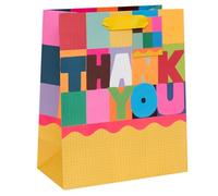 Glick Luxury Gift Bag, Thank You Gift Bag, Large Checks Thank You Teacher, 26w x 31.5h x 13.5d cms, Multi-Coloured