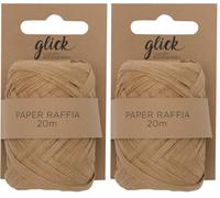 Glick Luxury Kraft Brown Paper Raffia Ribbon, 20 Metres in Length, for Gift Wrapping and Other Arts and Crafts (Pack of 2)