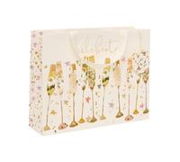 Glick Luxury Landscape Gift Bag, Flutes Design for Birthdays, Weddings, Anniversary, Engagement & Celebrations, 275 x 355 x 100 mm, Multi-Coloured