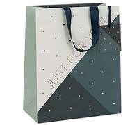 Glick Luxury Large Geo Design Gift Bag for Birthdays and Other Celebrations, Unisex Gift Bag, 260w x 315h x 135d mm, Black and White