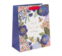 Glick Luxury Large Gift Bag, Flora & Fauna, Recyclable Bag for Birthdays & Celebrations, 315 x 260 x 135 mm, Multi-Coloured