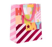 Glick Luxury Large Gift Bag, Fluorescent Fuschia, Recyclable Bag for Birthdays & Celebrations for Her, 315 x 260 x 135 mm, Pink