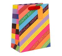 Glick Luxury Large Gift Bag, Happy Birthday Slide, Recyclable Bag for Birthdays & Celebrations, Unisex, 315 x 260 x 135 mm, Multi-Coloured