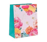 Glick Luxury Large Gift Bag, Peony Blush, Recyclable Bag for Birthdays & Celebrationsfor Her, 315 x 260 x 135 mm, Pink & Blue