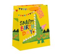 Glick Luxury Large Gift Bag, Snappy Crocodile, Recyclable Bag for Birthdays & Celebrations, 315 x 260 x 135 mm, Yellow