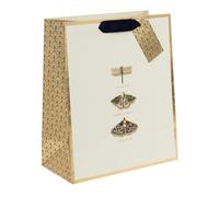 Glick Luxury Large Gift Bag, The Butterfly Collective, Recyclable Bag for Birthdays & Celebrations For Her, 315 x 260 x 135 mm, White