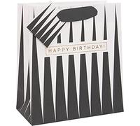 Glick Luxury Medium Black Geo Design Gift Bag, Bag for Birthdays and Other Celebrations, 200x225x100mm, Black