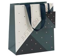 Glick Luxury Medium Geometric Just for You Gift Bag, For Birthdays and Other Occasions, 200w x 225h x 100d mm, Black & White
