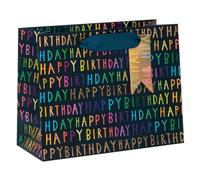 Glick Luxury Medium Gift Bag, Happy Birthday Landscape Gift Bag - Medium, Navy 225mm, x 175mm x 100mm.
