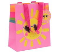 Glick Luxury Medium Gift Bag, Sunshine Medium Bag for Birthdays and Other Celebrations, Unisex, 200 x 225 x 100mm, Pink & Yellow