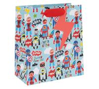 Glick Luxury Medium Gift Bag, Super Heroes Design for Boys, Pop Comic, 200 x 225 x 100mm, Blue