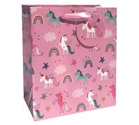 Glick Luxury Medium Gift Bag, Unicorns Design Bag for Girls, 175x225x100mm, Pink
