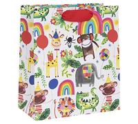 Glick Luxury Medium Jungle Animals Gift Bag, for Childrens Birthdays and Other Celebrations, 200x225x100mm, Multi-Coloured