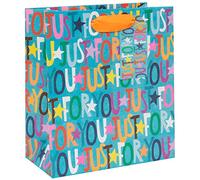 Glick Luxury Medium Just for You Text Gift Bag, For Birthdays and Other Celebrations, 200x225x100mm, Multi-Coloured