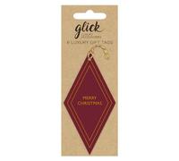 Glick Luxury Merry Christmas Tags, Gift Labels, Multipack x 6, Red