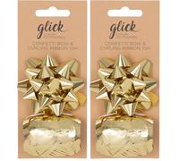 Glick Luxury Metallic Gold Bow and Curling Ribbon Multipack for Gift Wrapping, Arts & Crafts and All Celebrations, Gold (Pack of 2)