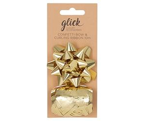 Glick Luxury Metallic Gold Bow and Curling Ribbon Multipack for Gift Wrapping, Arts & Crafts and All Celebrations, Gold