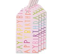 Glick Luxury Pack of 4 Happy Birthday Pink Gift Tags, Pink Happy Birthday Tags x 4, Multipack