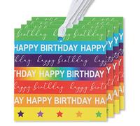 Glick Luxury Pack Rainbow Happy Birthday Gift Tags, Multi-Coloured, Glick Pack of 4 Rainbow Happy Birthday Gift Tags - Multicolored