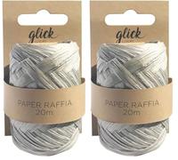 Glick Luxury Paper Raffia Ribbon for Birthdays, Other Celebrations & Arts & Crafts, 20 Metres, Grey (Pack of 2)